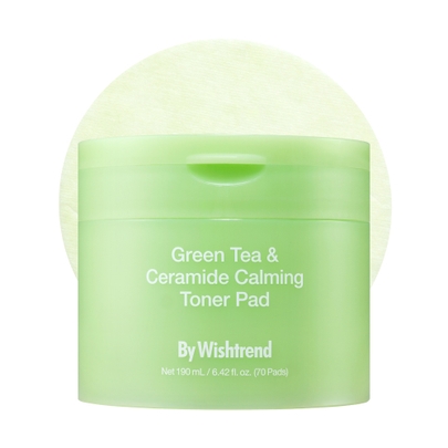 [By Wishtrend] Успокаивающие тонер-пэды Green Tea & Ceramide (70 шт.)
