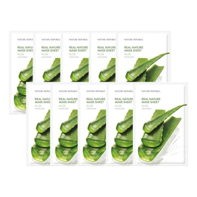 [Nature Republic] Тканевые маски Real Nature Алоэ (10 шт.)