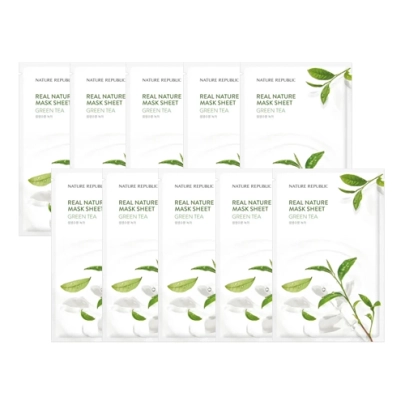 [Nature Republic] Тканевые маски Real Nature Green Tea (10 шт.)
