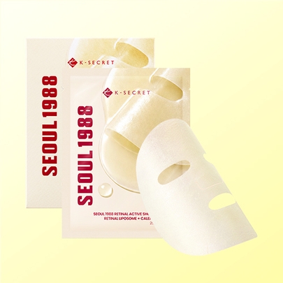 [KSECRET] Тканевая маска Seoul 1988 Retinal Active Shot: ретиналовые липосомы + цветок календулы (10 шт.)